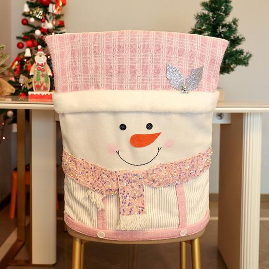 

Чехол на стул Yousheng Christmas, чехол на спинку стула с изображением Санты, снеговика, оленя, розовый чехол на стул с блестками для столовой, кухни, отеля, декор для вечеринки Elk