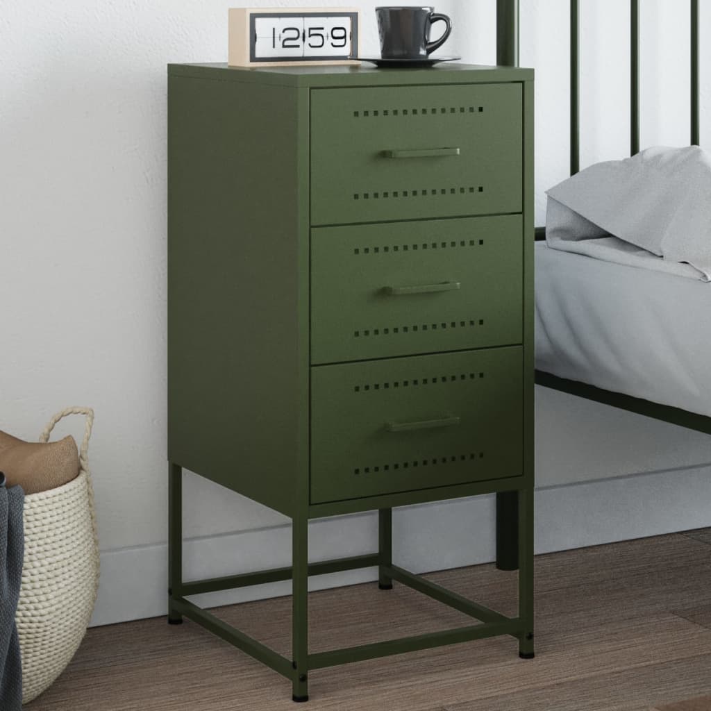 Nightstand Olive Green 36 X 39 X 78 Cm Steel