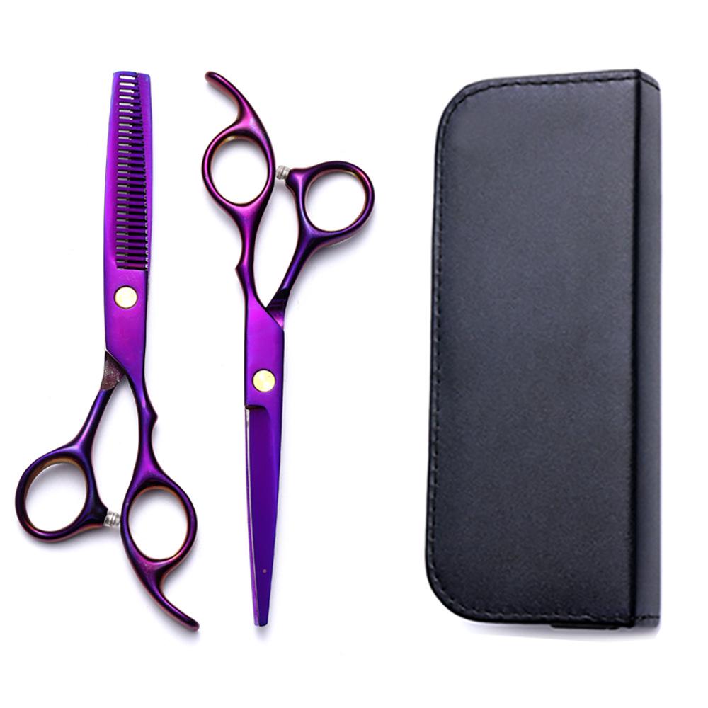 Hairdressing Scissors Set: Colored Straight-Tooth & Thinning Bangs Scissors for Professional Stylists