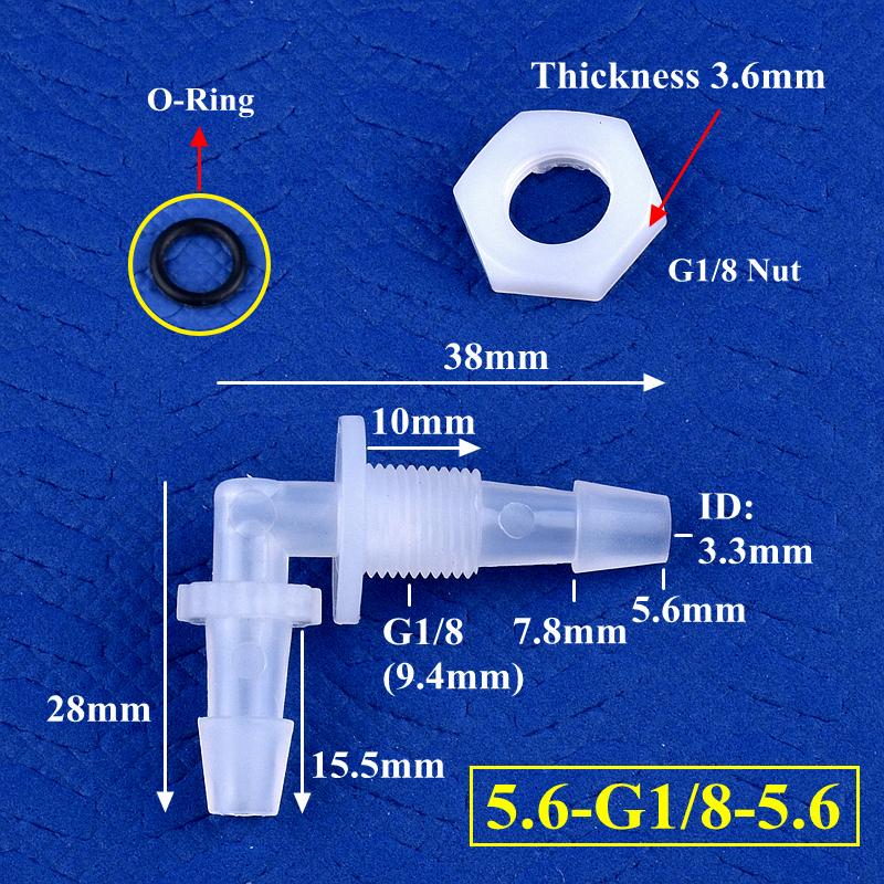 PP Pagoda Elbow Connector With Nut O-Ring M6~G1/2 To 2.4-11.1mm Thread Irrigation Aquarium Tank Adapter Irrigation Water Hose Joint