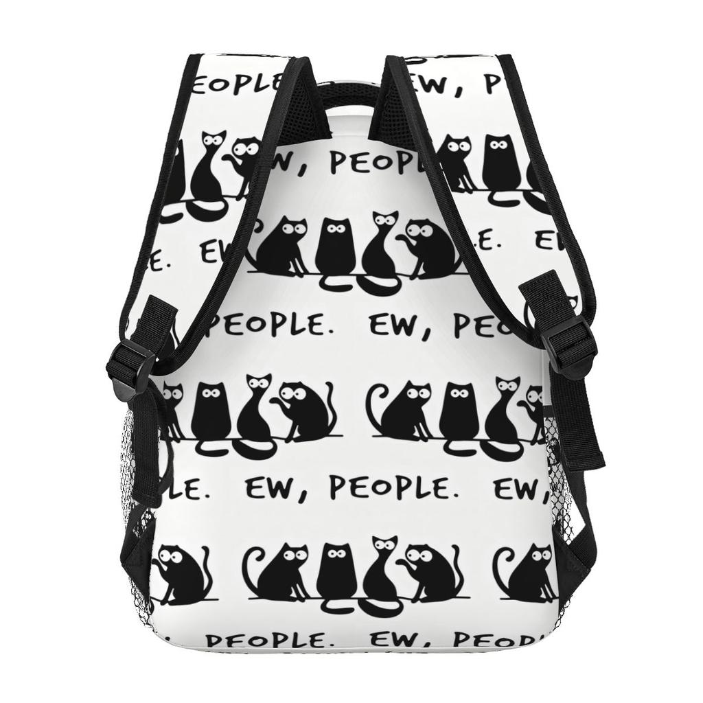 Funny EW People Cat Printed Student Backpack School Bag Hiking Travel Daypack for Boys Girls Fashion Bookbag Shoulder Bags