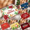 Christmas Themed Flannel Doormats Festive Santa Claus Poinsettia Prints Colorful Holiday Decor Soft Floor Mats for Home Entrance