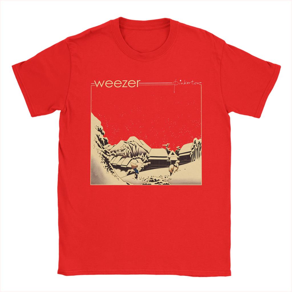Weezer Band T Shirt Beach  Cotton T Shirts For Men Trending Custom Logo Tee Shirt Short Sleeves Y2K Funny Tees