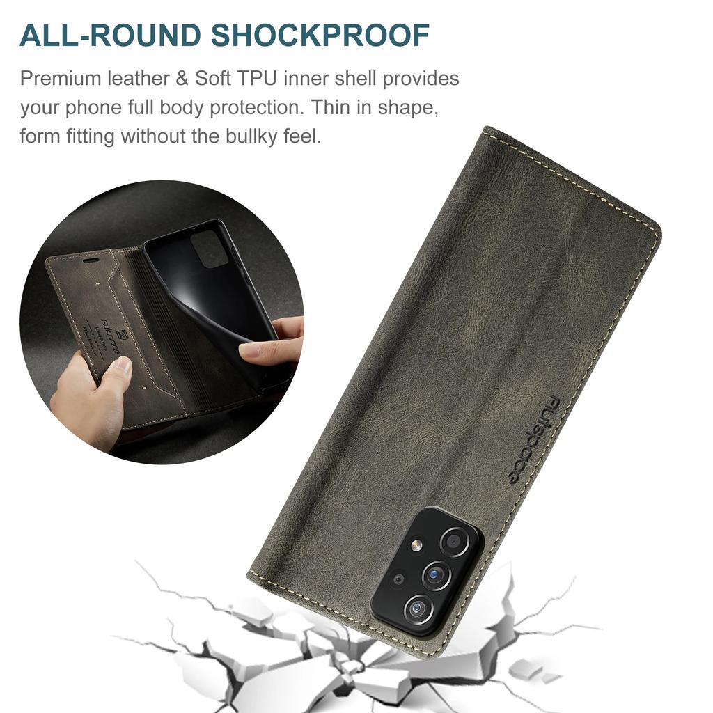 Lyxigt magnetiskt flip plånboksfodral i läder för Samsung Galaxy S23 S22 Utlra S20 Fe S10 S9 S8 Plus Note 10 20 A14 A24