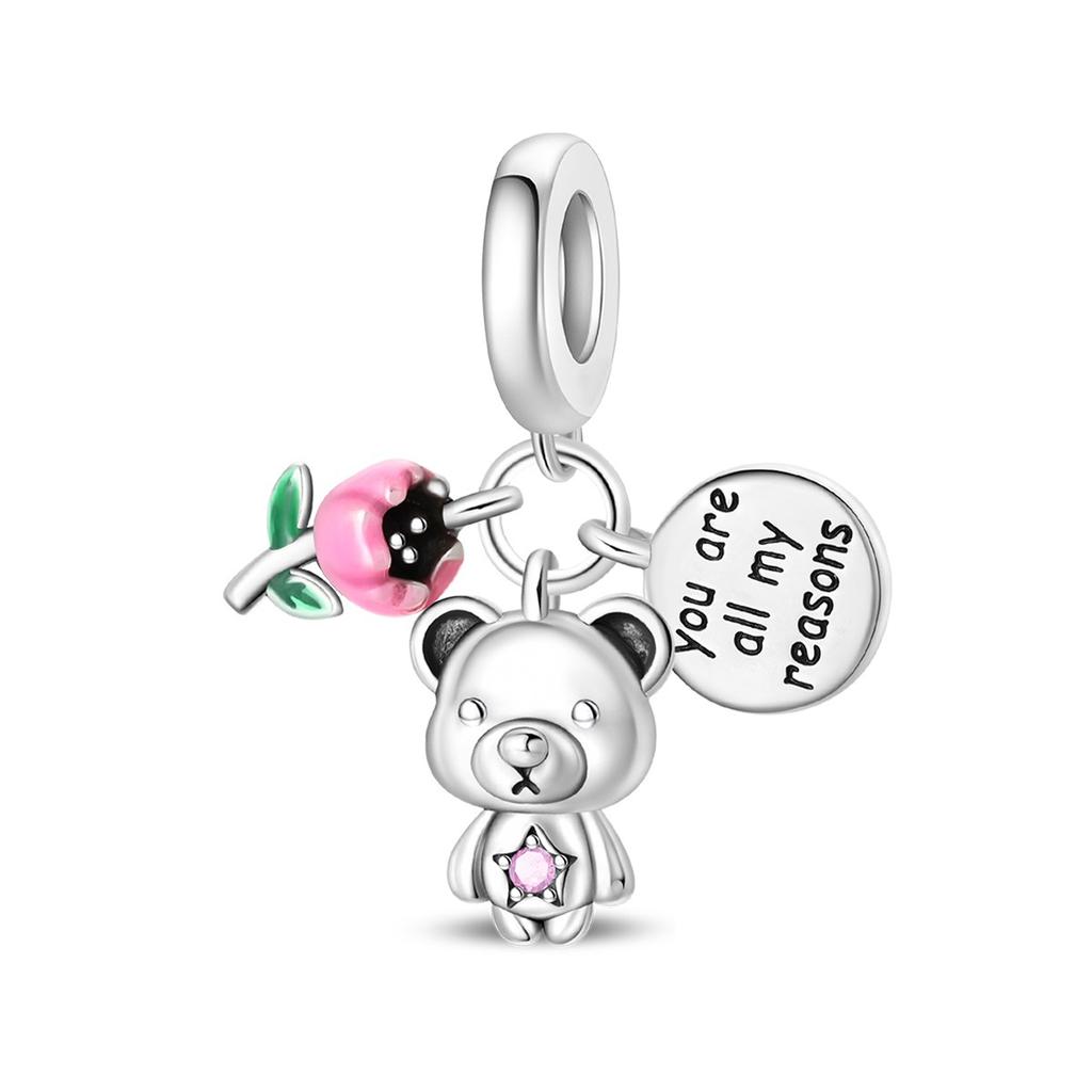 S925 Silver Butterfly Cat Bear Charm Safety Chain Bracelet Elegant Jewelry Gift for Women