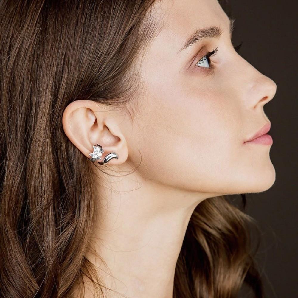 Zinc Zinc Alloy Cat Ear Clip Ear Hook Ear Cuff Creative Animal Earrings  Party