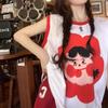 In Summer, the New Sweet and Spicy Style Contrasting Colors Medium and Long Dresses Have a Loose Design Sense, Sleeveless Vest T-shirt Skirt.