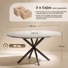 Oval Extendable Dining Table for 4-6, 100-135 cm Extension, Grey Stone Effect