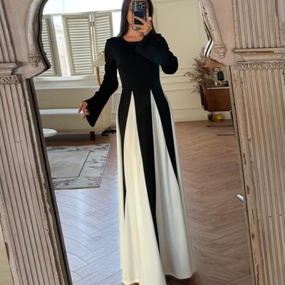 Casual Lange Jurk met Lange Mouwen Dames Maxi Jurken Elegante Avondjurk Moslim Feestjurken Dubai Turkije Kaftans Hidjab Jurk