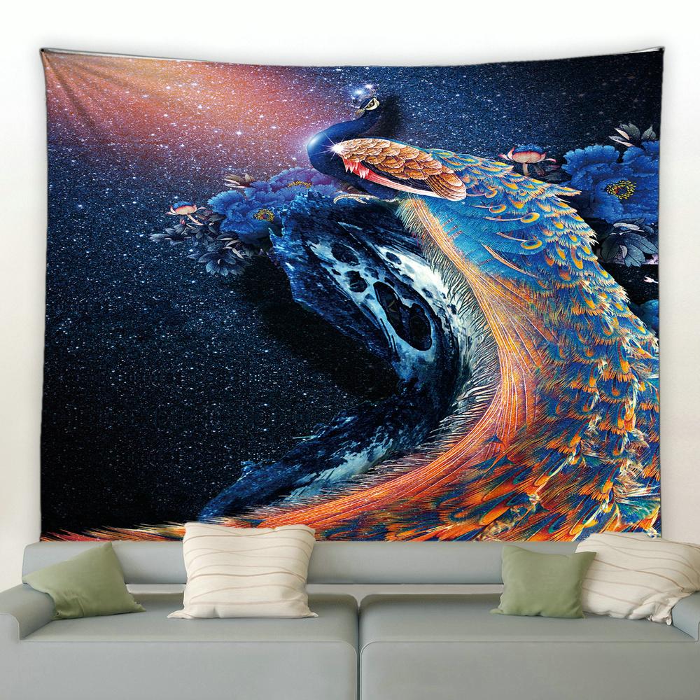 Colorful Bird Flower Plant Wall Hanging Tapestry Room Bedroom Background Decoration Blanket Peacock Pattern Tapestry
