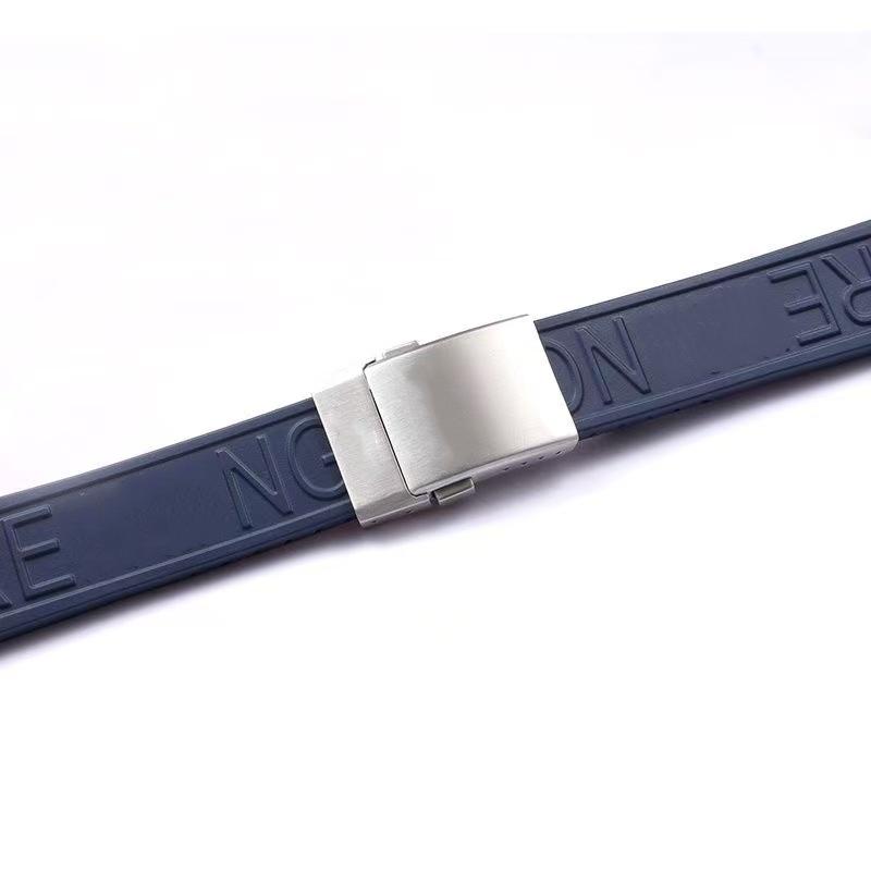 Nueva Correa de Goma Impermeable para Reloj de 22 mm 24 mm Compatible con Breit-ling Superocean/CHRONOMAT – Correa Negra Azul con Cierre Desplegable para Hombre