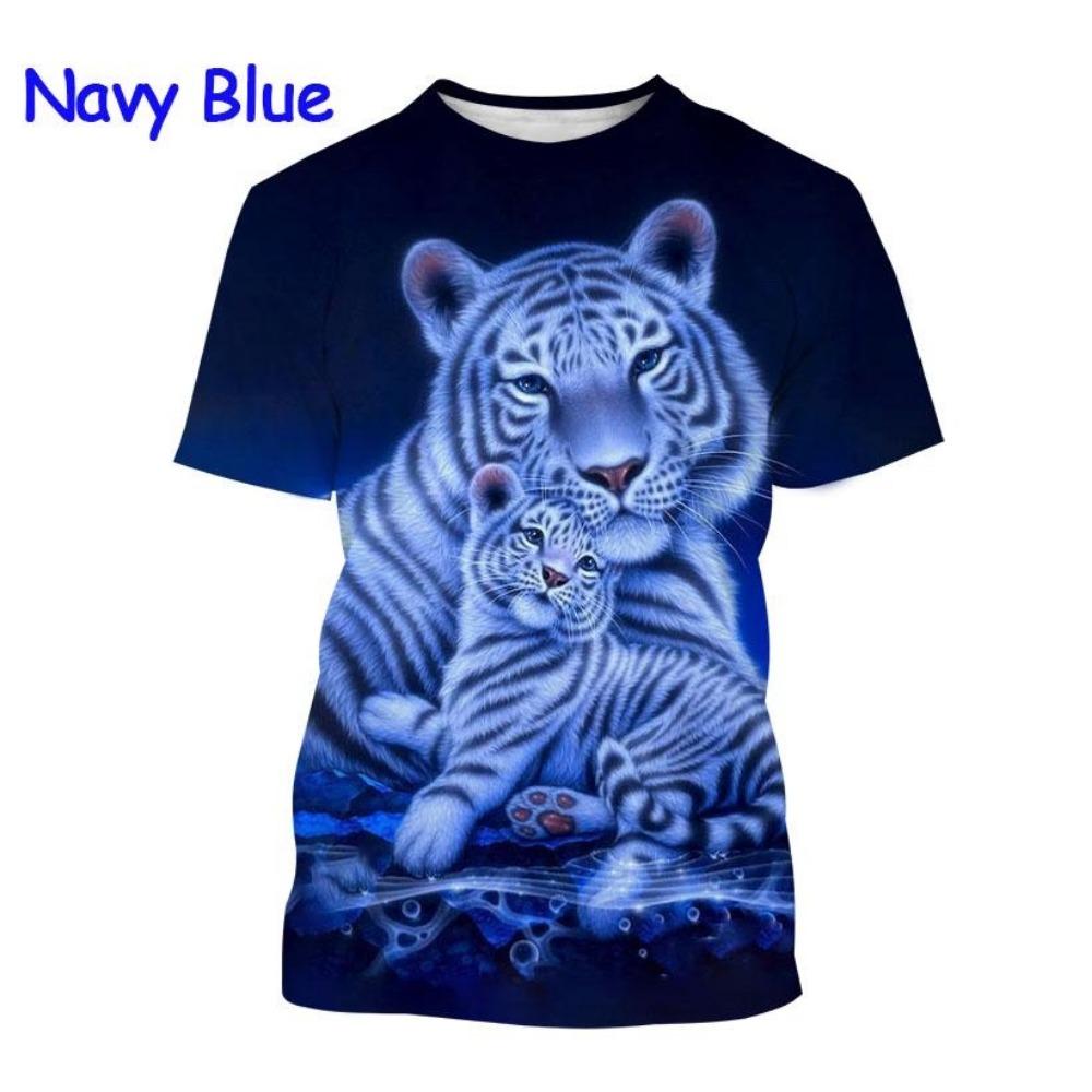 Hot-selling personalized fierce tiger 3D printed T-shirt, summer men's fashion, funny, cool, hip-hop animal short-sleeve top