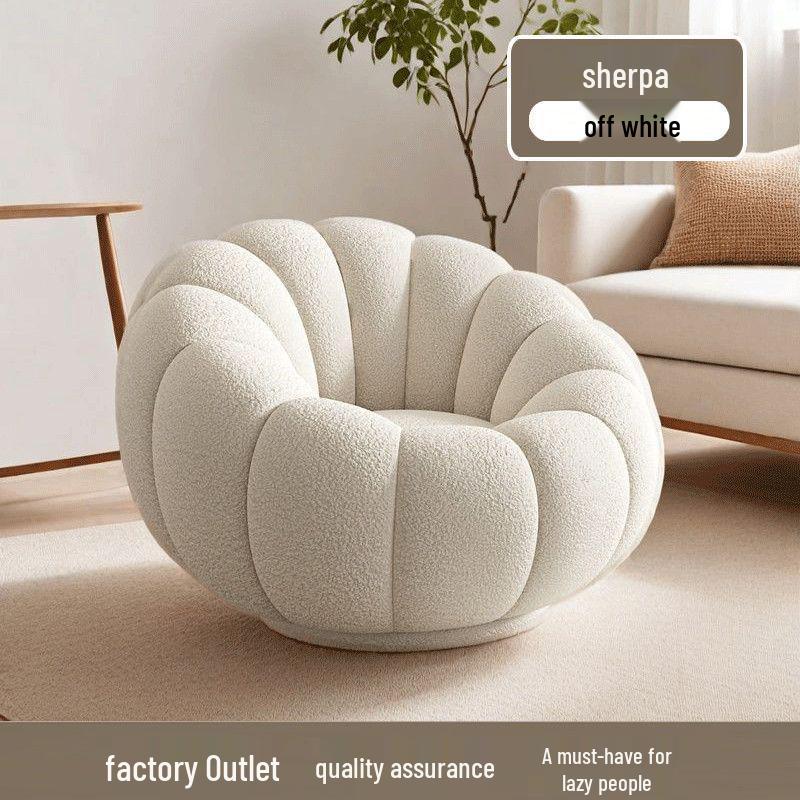 Cozy Pumpkin Single Sofa Chair: Recline & Relax in Lamb Wool Fabric