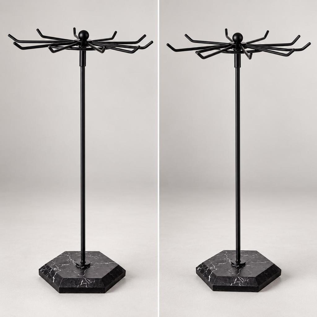 Detachable Jewelry Stand with Rotating Top Sturdy Metal Display Hooks Elegant