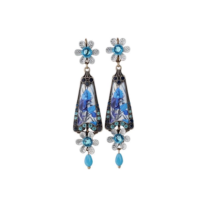Vintage Rhinestone Flower Ear Cuff - Light Luxury European Retro Style Earrings