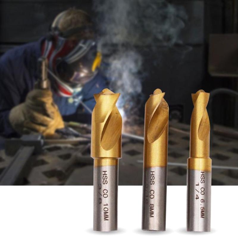 3Pcs Cobalt Spot Weld Drill Bit Set Spot Weld Cutter 1/4(6.5mm),5/16(8mm),3/8(10mm) Toughness Hardness Spot Weld Cutter