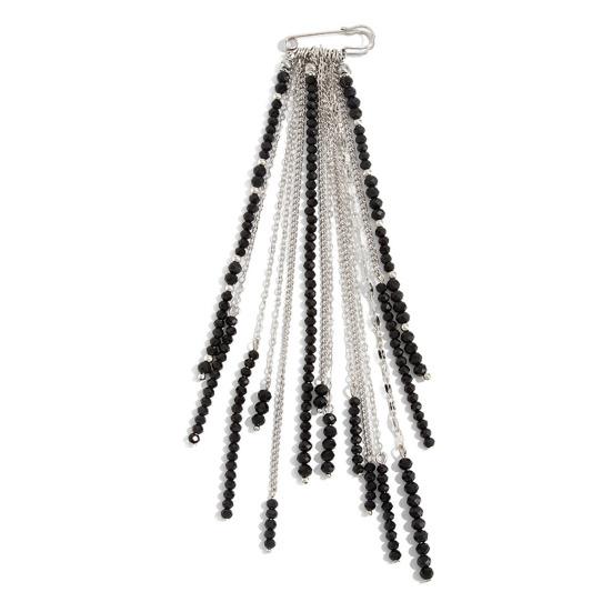 Beaded Tassel Pin Brooch Boho Chain Tassel Brooch Retro Dangle Brooch for Women Men Suit Sweater Clothes Accessory