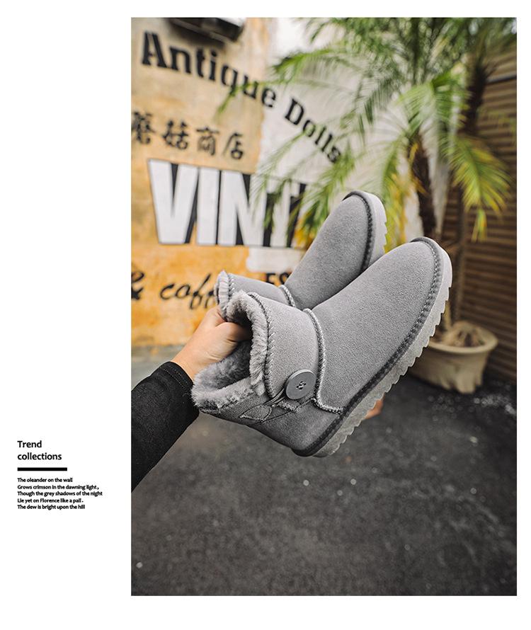 Trendy Women's Cowhide Snow Boots - Cute, Non-Slip, Thickened, Short-Tube for Autumn/Winter