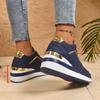 Women's Plus Size Lace-up Loafers - Summer/Autumn Fashion Wedge with Round Toe and Thick Sole, Solid Color Casual Shoes