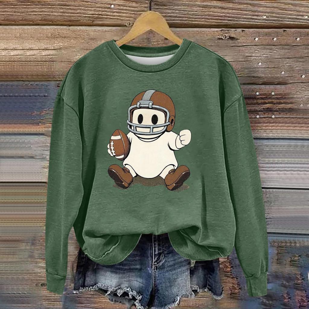 Women's Fashion Long Sleeve Halloween Print Round Neck Sweatshirt Top