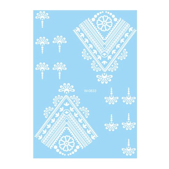 Baizihuahu White Lace Tattoo Sticker for Women, Temporary Face Body Arm, Waterproof Fake Decal Wedding Party Festival