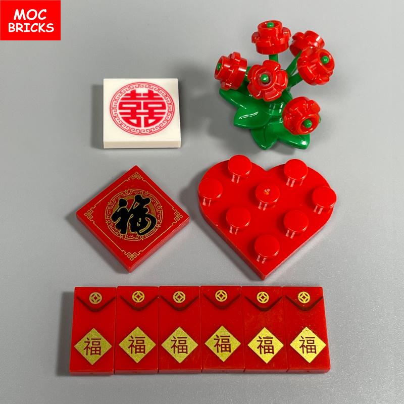 MOC Bricks Figure bracelet diamon bride groom Marriage Marry wedding Chain Constructing Blocks Assembled Children Friends Playthings Present