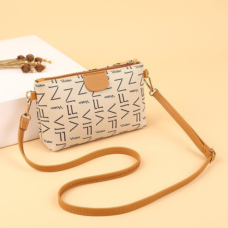 Bag Women's Contrasting Color Digital Printing Single Zipper Messenger Small Square Bag Mobile Phone Bag