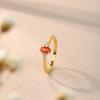 Kinitial New Thin Dainty Red Crystal Rings For Women Gold Color Korean Delicate Zircon Dating Ring For Teen Girls Trendy Jewelry