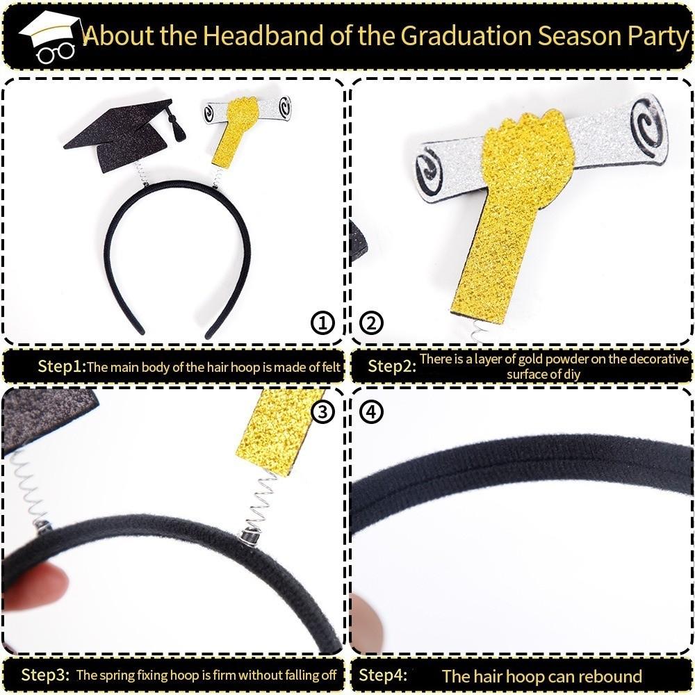 Non-slip Bachelor Cap Hair Hoop Celebrate Graduation Hat Hairband Graduation Party