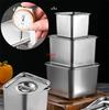 Stainless Steel Tank Box with Cover Kitchen Oil Basin Square Barrel Storage Bottle Seasoning Box Jars and Lids Spice Jars Set