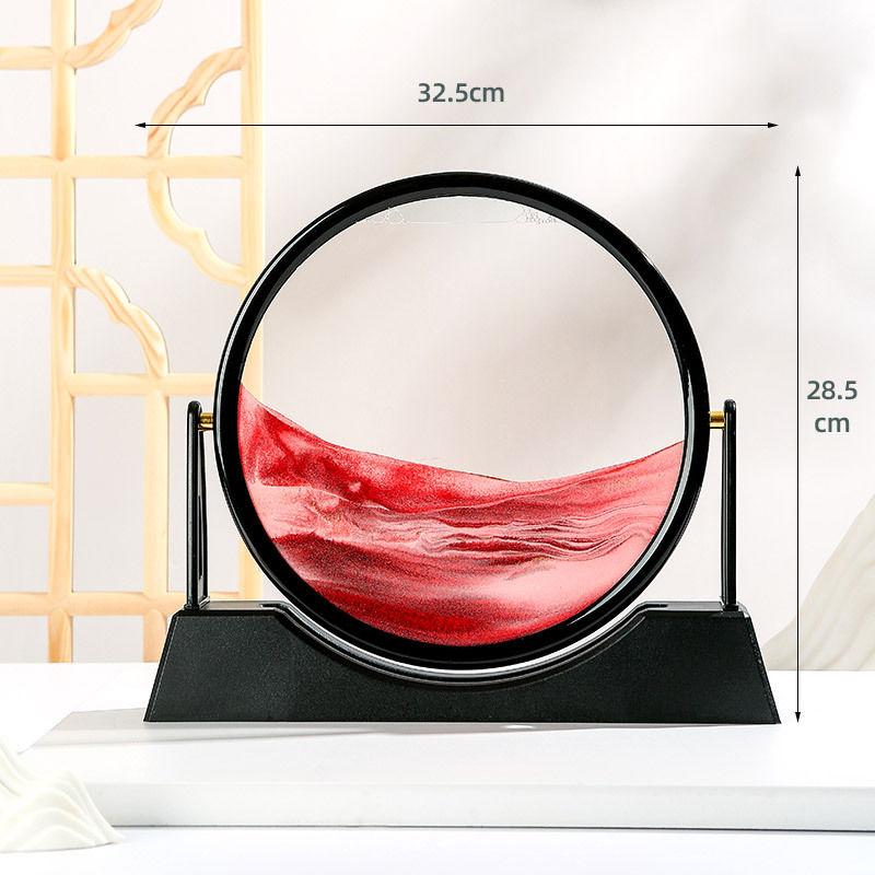 Klepsydra 3D Ruchomy piasek Sztuka Górski przepływ Piasek Obraz Okrągły Szkło Dynamiczny Wyświetlacz Piasek Ruchomy dla Relaksujących Ozdób Biurkowych