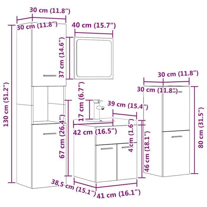 VidaXL Ensemble de meubles de salle de bain 5 pcs gris béton 3324895
