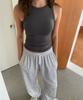 INJIACTIVE Ribbed Sweatpants Light Grey
