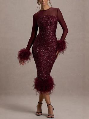 Women's European & American Sequin Bodycon Party Dress - Long Sleeve Evening Gown Fashion 8103