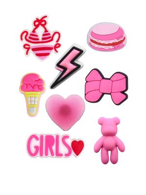 Jibbitz Pink Theme Fashion Pink Jibbitz 8 Pcs Accessories Crocs Decoration