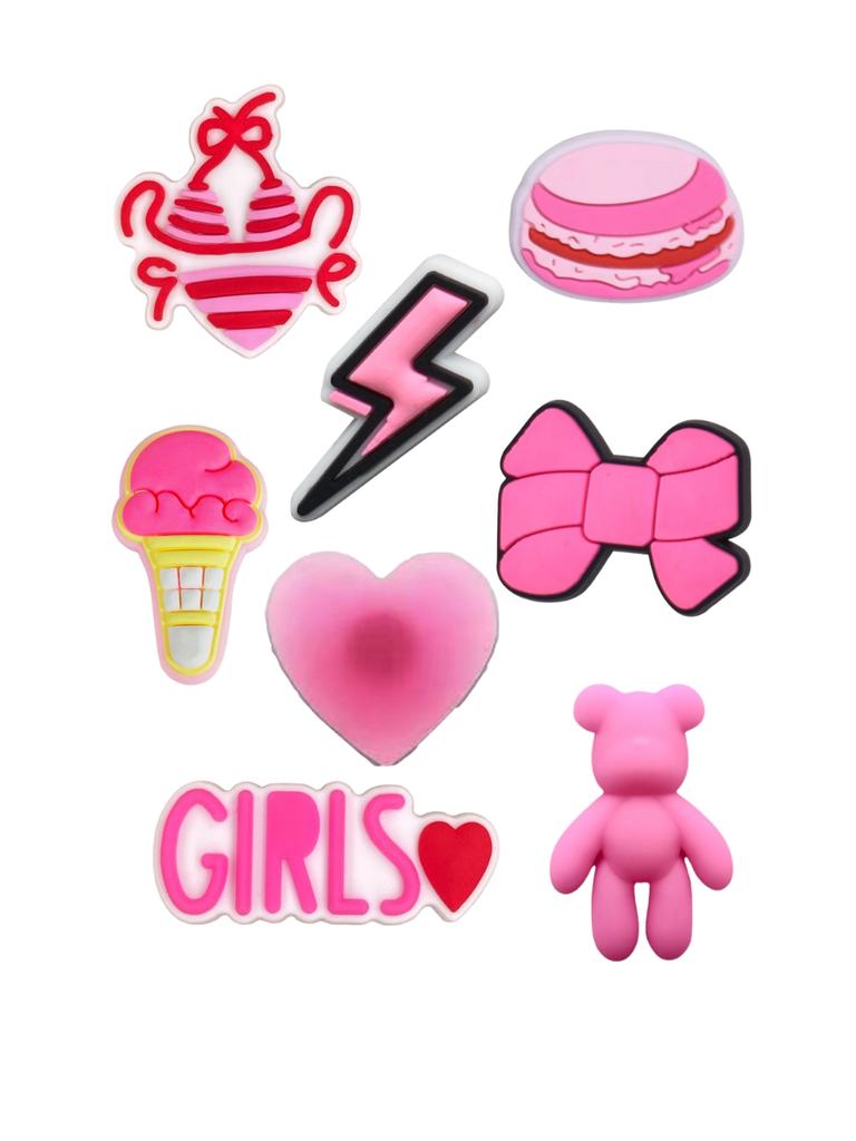 Jibbitz Pink Theme Fashion Pink Jibbitz 8 Pcs Accessories Crocs Decoration