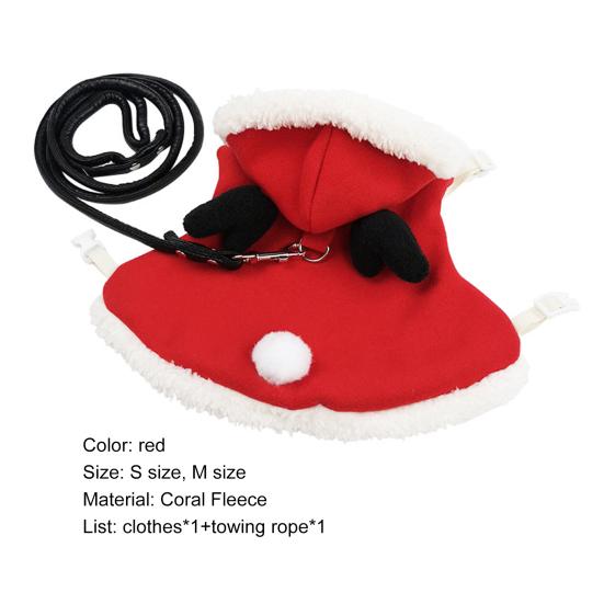Bunny Clothes with Leash Windproof Thickening Small Animal Rabbit Warm Vest for Christmas