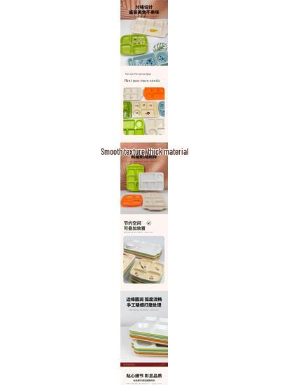 Drop-Proof Melamine Six-Grid Food-Grade Dining Plate