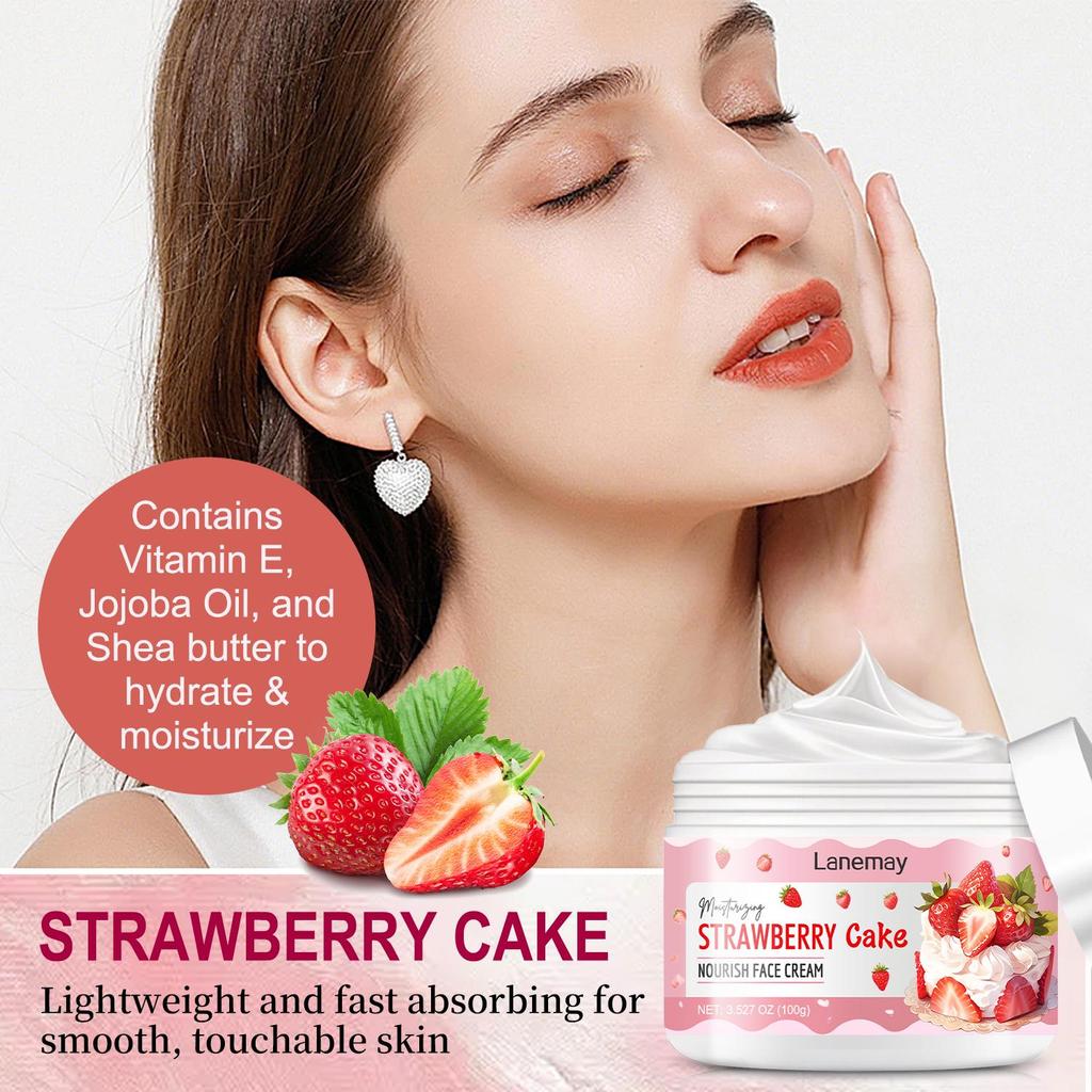 Strawberry Cake Nourish Face Cream-Deeply Moisturizing And Nourishing Face-Suitable For All Skin Types, 100ml