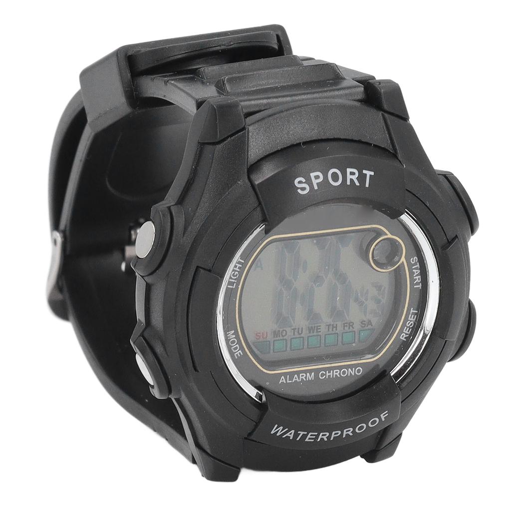 Sportliche Multifunktionsuhr 50M Wasserdicht Vintage Unisex LED Leuchtend Stoppuhr Alarm 12/24 Stunden