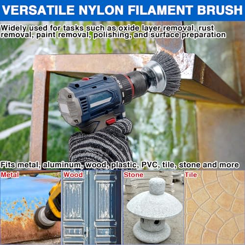 Nylon grinding brush 9-piece set, including wheel brush and cup brush, paint and rust removal cleaning brush for electric drill