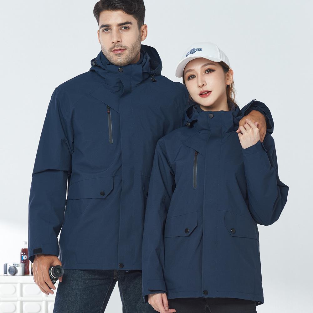 Autumn/Winter Outdoor Windproof Jacket & Workwear Two-Piece Cold-Proof 3-in-1 Mountaineering Suit for Men & Women