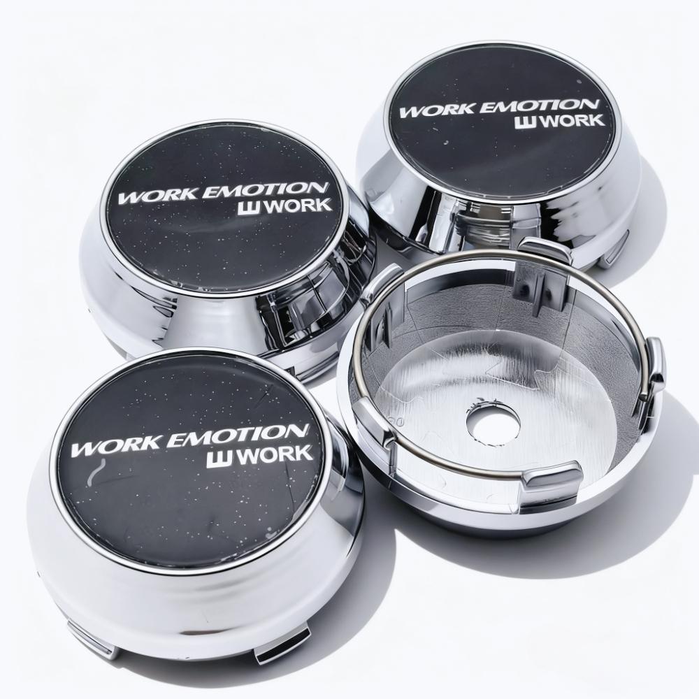 4pcs W Work Emotion Logo Emblem Badge Car Wheel Center Caps 60MM 56MM Wheels Hub High Cap Rim Hubcaps Dust Cover Car Accessories