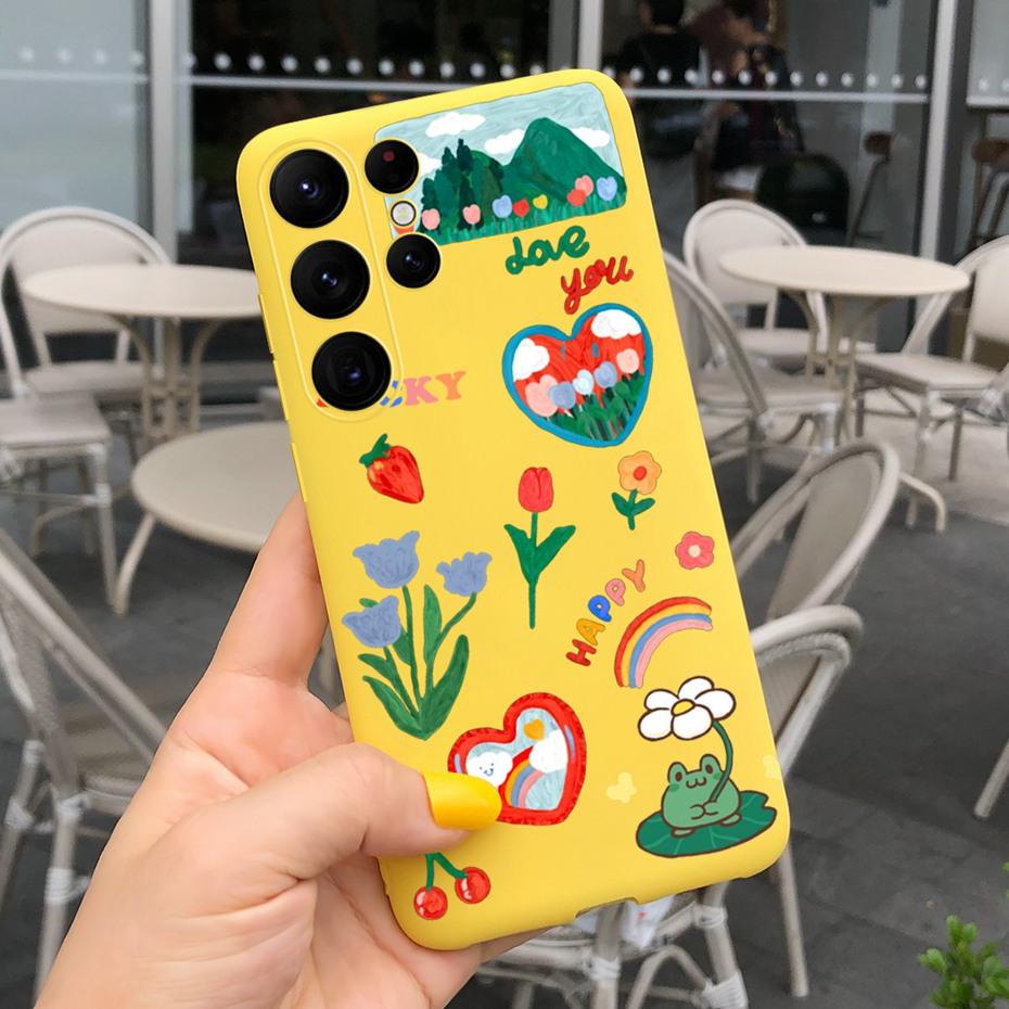 Silicone Case For Samsung S23 Ultra 5G Phone Cases Lovely Printing Soft TPU Cover For Samsung Galaxy S23 S 23 Plus S23+ Coque