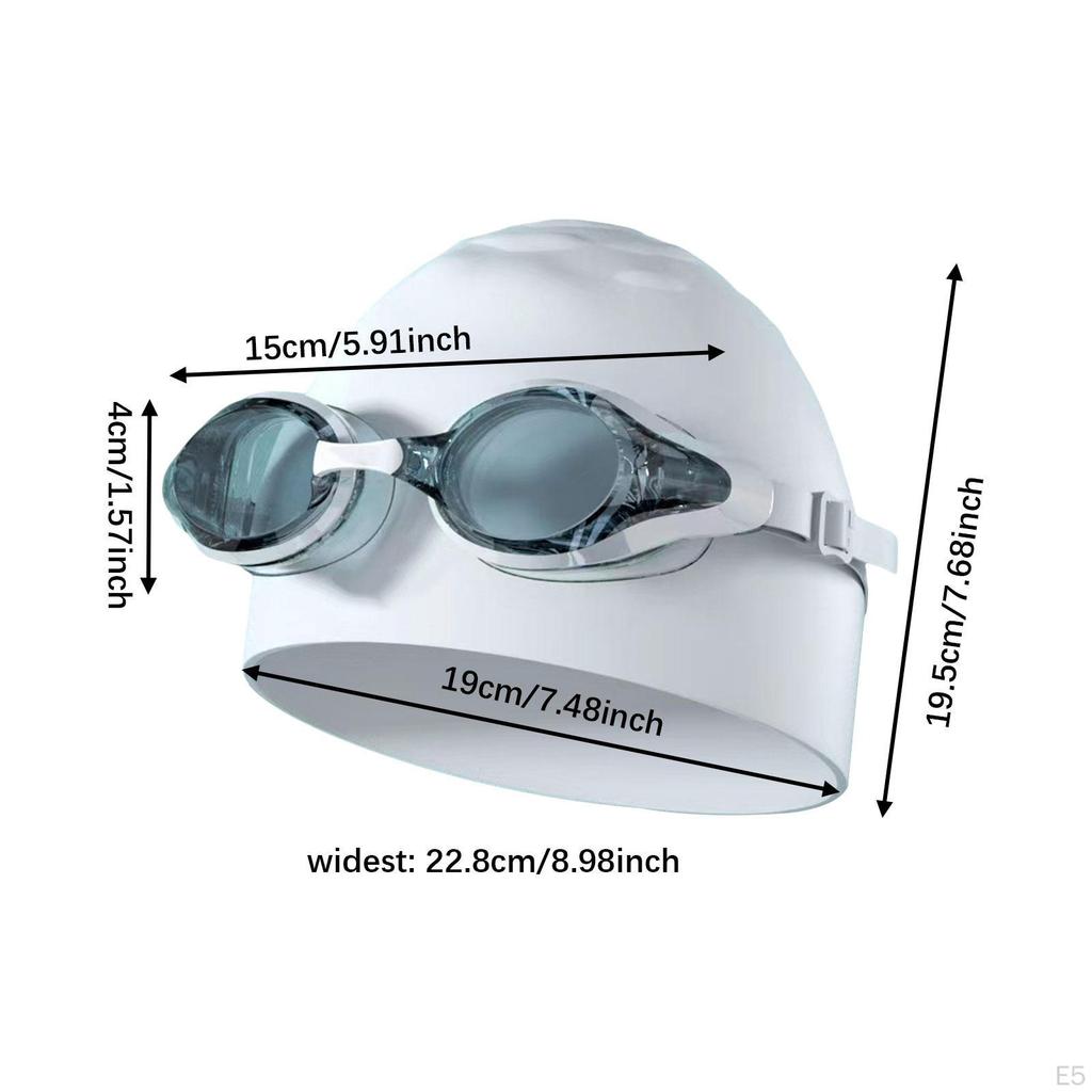 Swim Goggles & Cap Set Clear Vision Compact No Leakage Swimming Glasses violet