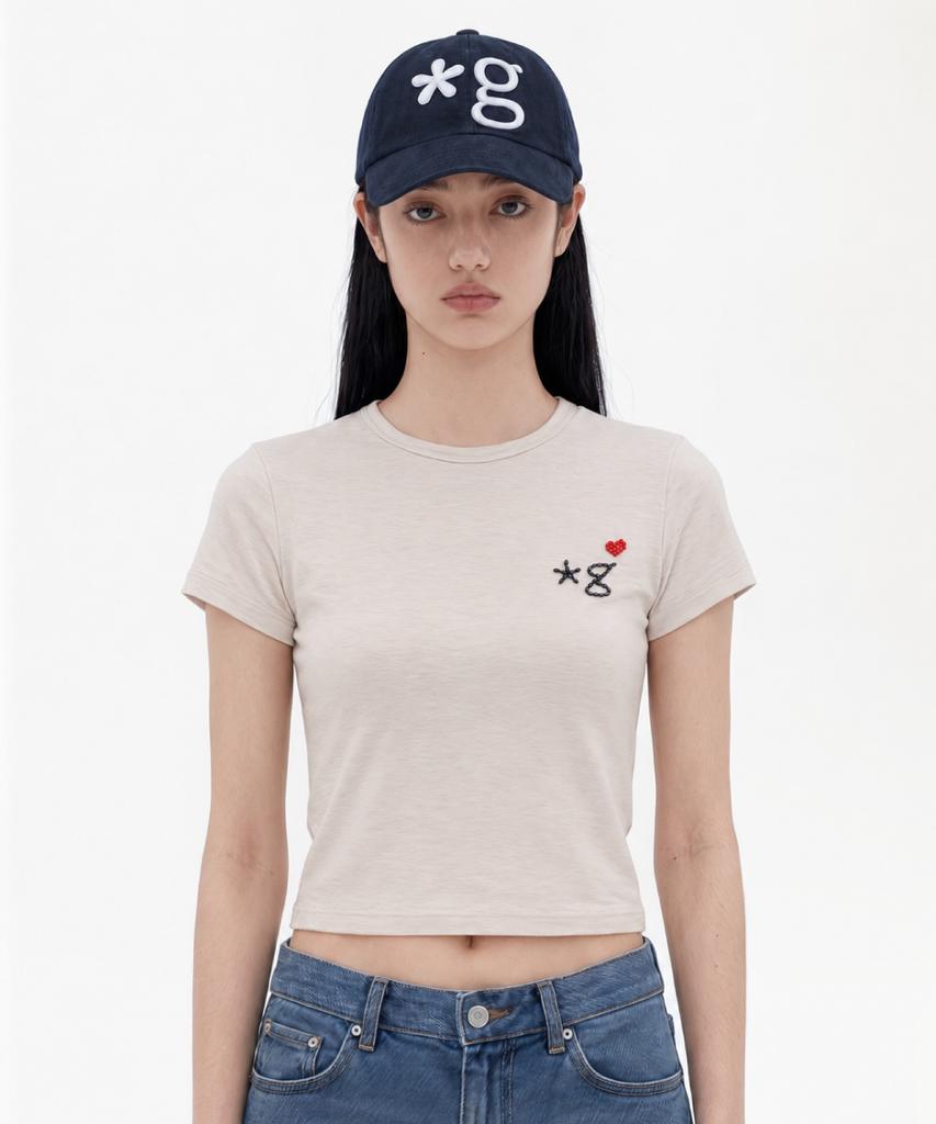 Geulleondeun Beaded Logo T-Shirt (Beige)_G26Bwjts01
