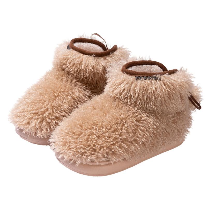 New Fashionable Thick-soled Heightening Bow Hairball Cotton Shoes Velvet Warm and Non-slip Snow Shoes In Autumn and Winter