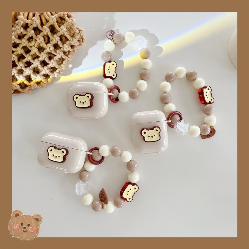 INS Bead String Khaki Bear Compatible with Apple AirPods 1st Generation Bluetooth Earphone Protective Cover Pro1 Earphone Case 1