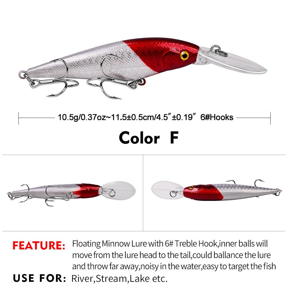 Floating Minnow Lua Lure11.5cm10.5g10Colorful bionic imitation bait, long-range hard bait, suitable for both freshwater and salt