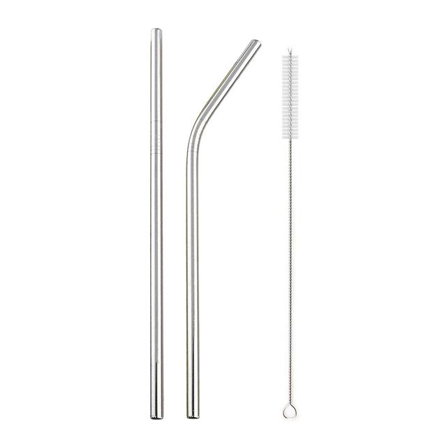 6mm 304 Stainless Steel Straw Metal Reusable Straws Straight Bent Drinking Straw With Case Cleaning Brush Set Party Bar Accessory